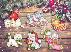 Cross stitch chart Christmas Kitties Ornaments incl. treasures - Leti Stitch