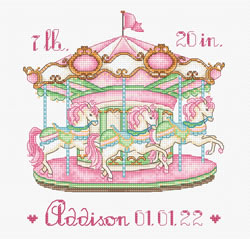 Borduurpakket Baby Carousel Pink - Leti Stitch