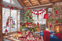 PRE-ORDER Cross stitch kit Christmas Cabin - Leti Stitch