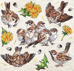 Cross stitch kit Sparrows - Leti Stitch