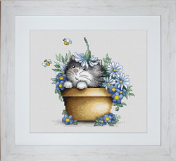 Borduurpakket Kitten in Flowers - Luca-S
