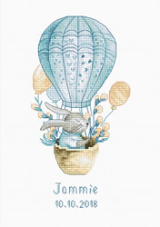 Cross stitch kit Rabbit in a Flying Balloon - Luca-S