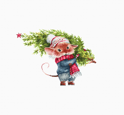 Borduurpakket Mouse with fir tree - Luca-S