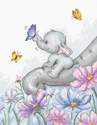 Borduurpakket Elephant with Butterfly - Luca-S