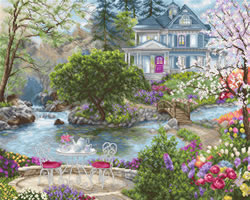 Cross stitch kit Waterside Tea - Luca-S