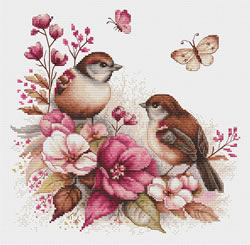 Cross stitch kit The Birds - Spring - Luca-S