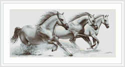 Cross Stitch Kit White horses - Luca-S