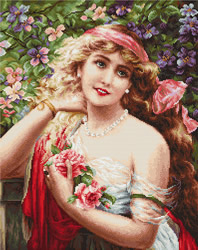 Cross Stitch Kit Young Lady with Roses - Luca-S