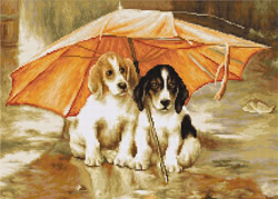 Cross Stitch Kit Couple under an Umbrella - Luca-S