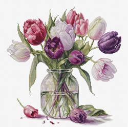 Cross stitch kit Bouquet of Tulips - Luca-S