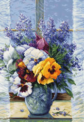 Borduurpakket Bouquet with Pansies - Luca-S