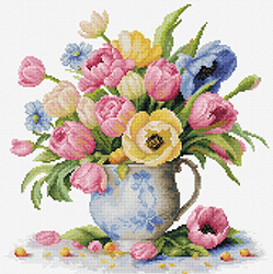 PRE-ORDER Cross stitch kit Tulips Bouquet - Luca-S