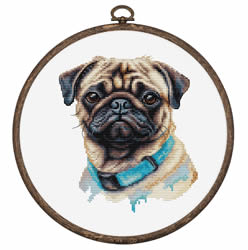 Borduurpakket Mops Pug - Luca-S