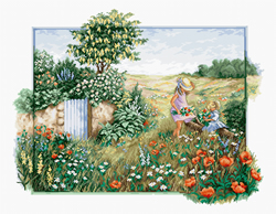 Cross stitch kit Landscape with poppies - Luca-S