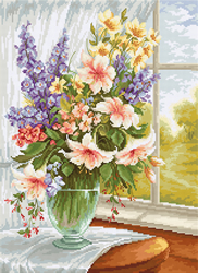 Cross stitch kit Flowers at the Window - Luca-S