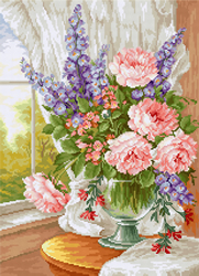 Cross stitch kit Flowers at the Window - Luca-S