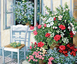 Borduurpakket Terrace with Flowers - Luca-S