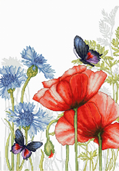 Cross stitch kit Poppies and Butterflies - Luca-S