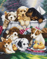 Cross stitch kit Bath Time Pups - Luca-S