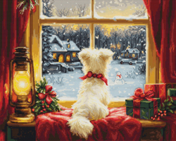 Cross stitch kit Waiting For The Snowflakes - Luca-S