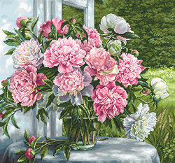 Petit Point borduurpakket Peonies by the Window - Luca-S