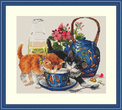 Cross Stitch Kit Kittens & Milk - Merejka