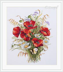 Cross stitch kit Poppies and Oats - Merejka