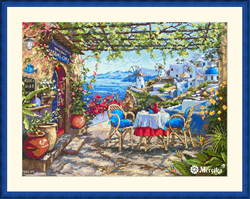 Cross stitch kit Santorini - View from Terrace - Merejka