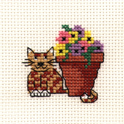 Cross Stitch Kit Flowerpot Cat - Mouseloft