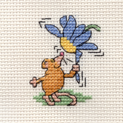 Cross Stitch Kit Flower Mouse - Mouseloft