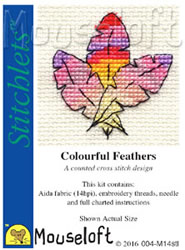 Cross stitch kit Colourful Feathers - Mouseloft