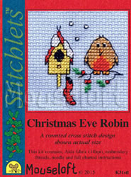 Borduurpakket Christmas Eve Robin - Mouseloft