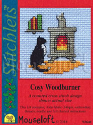 Borduurpakket Cosy Woodburner - Mouseloft