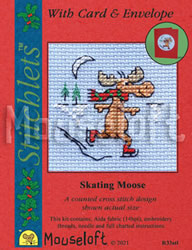 Borduurpakket Skating Moose - Mouseloft