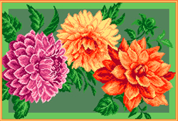 Pre-printed Aida Dahlias - Matryonin Posad