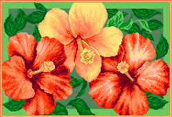 Pre-printed Aida Hibiscus - Matryonin Posad