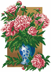 Pre-printed Aida Peonies - Matryonin Posad