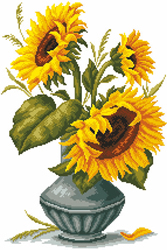 Pre-printed Aida Sunflowers In A Vase - Matryonin Posad