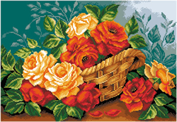 Voorbedrukt Aida Roses In A Basket - Matryonin Posad