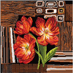 Pre-printed Aida Tulips On A Carpet - Matryonin Posad