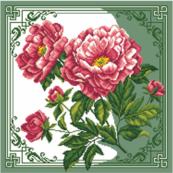 Pre-printed Aida Peonies - Matryonin Posad