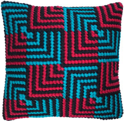 Kussen borduurpakket Blue & Red Bargello - Needleart World