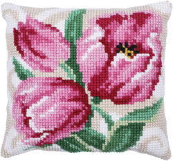 Kussen borduurpakket Pink Tulips - Needleart World