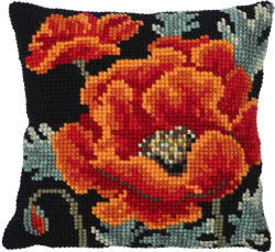 Kussen borduurpakket Poppy Bloom - Needleart World