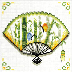 Pre-printed cross stitch kit Bamboo Fan - Needleart World