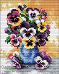 Voorbedrukt borduurpakket Vase of Pansies - Needleart World