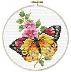 Pre-printed cross stitch kit Butterfly Bouquet - Needleart World