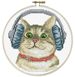 Voorbedrukt borduurpakket DJ Kitty - Needleart World