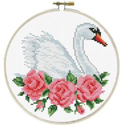 Pre-printed cross stitch kit Rose Swan - Needleart World