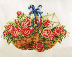 Voorbedrukt borduurpakket Basket of Roses - Needleart World